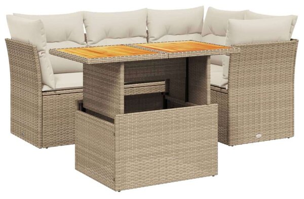 VidaXL Polyrattan Kerti Ülőgarnitúra - 5 részes - Bézs