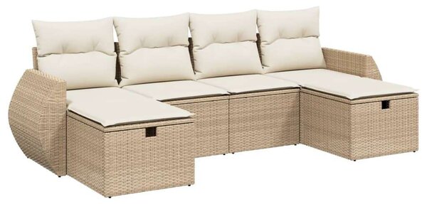 VidaXL Polyrattan Kerti Ülőgarnitúra - 6 részes - Bézs
