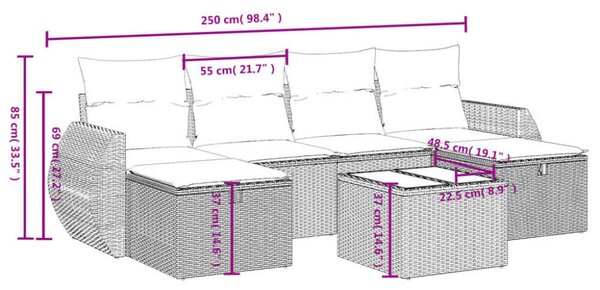 VidaXL Polyrattan Kerti Ülőgarnitúra - 6 részes - Bézs