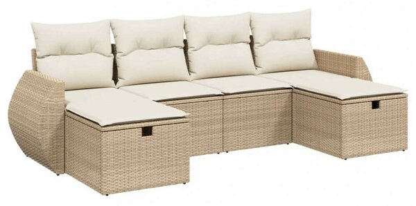VidaXL Polyrattan Kerti Ülőgarnitúra - 6 részes - Bézs