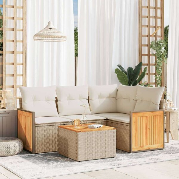 VidaXL Polyrattan Kerti Ülőgarnitúra - 5 részes - Bézs