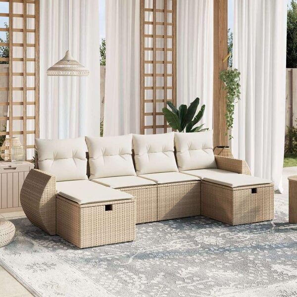 VidaXL Polyrattan Kerti Ülőgarnitúra - 6 részes - Bézs