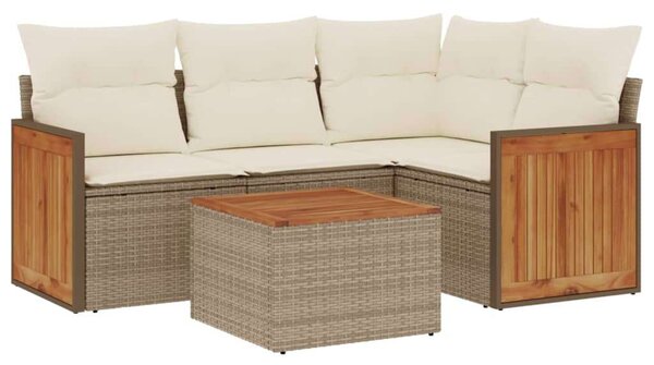 VidaXL Polyrattan Kerti Ülőgarnitúra - 5 részes - Bézs
