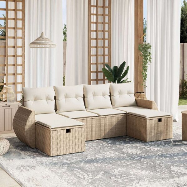 VidaXL Polyrattan Kerti Ülőgarnitúra - 6 részes - Bézs