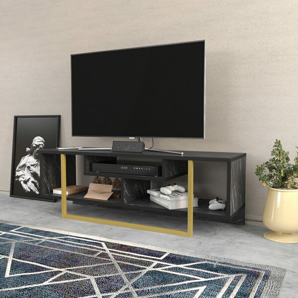 Hanah Home TV állvány fekete, arany Asal 120 - Fekete, arany