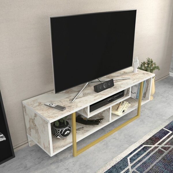 Hanah Home Asal 120 TV-állvány, fehér arany - Ephesus, arany