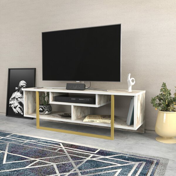 Hanah Home Asal 120 TV-állvány, fehér arany - Ephesus, arany