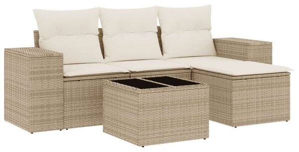 VidaXL Polyrattan Kerti Ülőgarnitúra - 5 részes - Bézs
