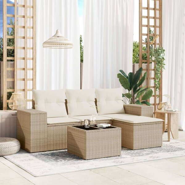 VidaXL Polyrattan Kerti Ülőgarnitúra - 5 részes - Bézs