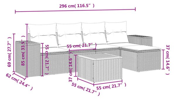 VidaXL Polyrattan Kerti Ülőgarnitúra - 6 részes - Bézs