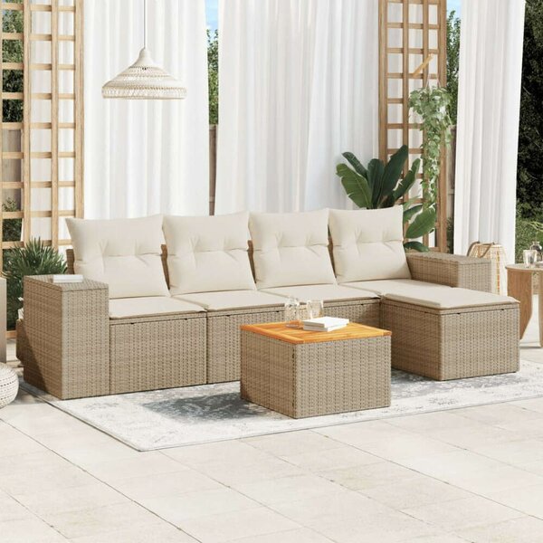 VidaXL Polyrattan Kerti Ülőgarnitúra - 6 részes - Bézs