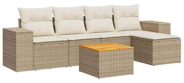 VidaXL Polyrattan Kerti Ülőgarnitúra - 6 részes - Bézs