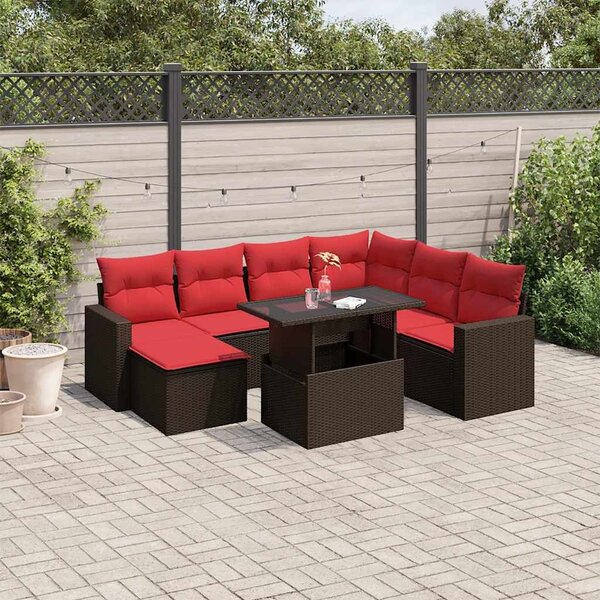 VidaXL 8 db barna polyrattan kerti kanapégarnitúra párnákkal