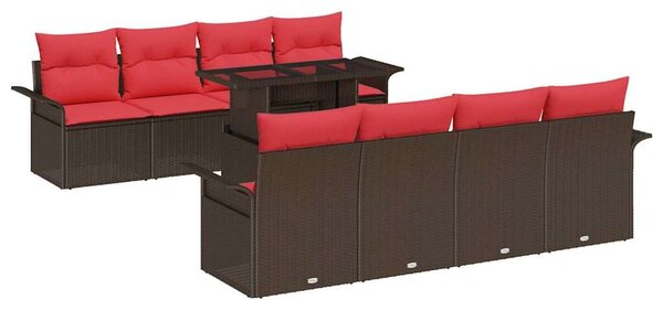 VidaXL Kerti Kanapé Szett párnával 8 pcs Barna polirattan