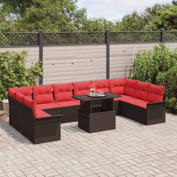VidaXL Kerti Kanapé Szett párnával 11 pcs Barna Poli rattan
