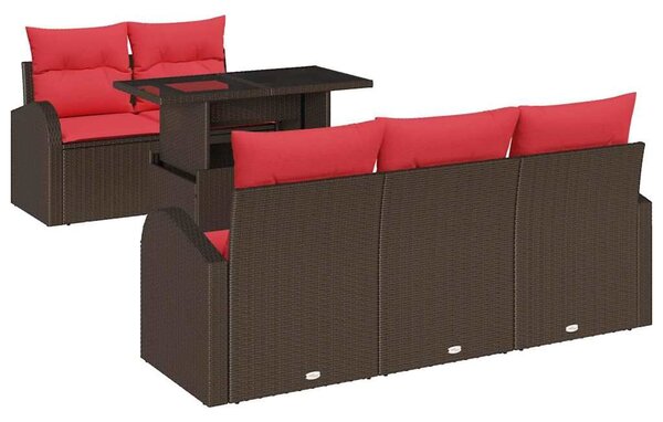 VidaXL Kerti Kanapé Szett 6 db Barna Poly Rattan