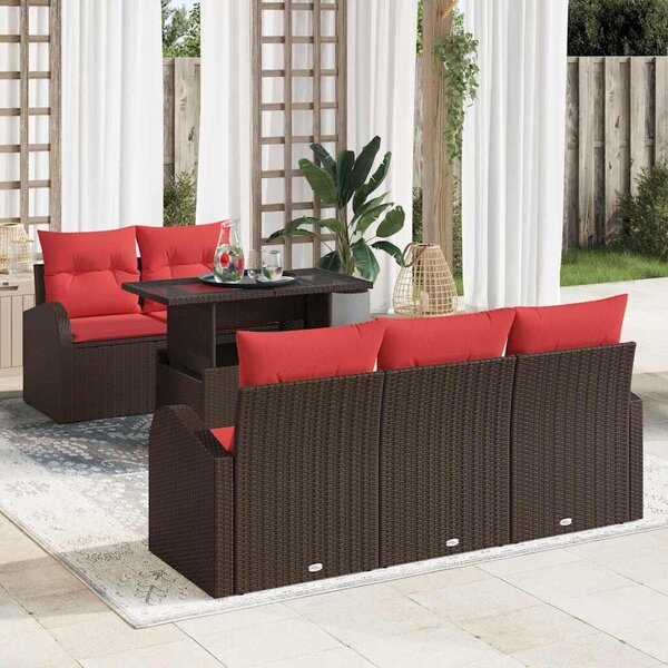 VidaXL Kerti Kanapé Szett 6 db Barna Poly Rattan