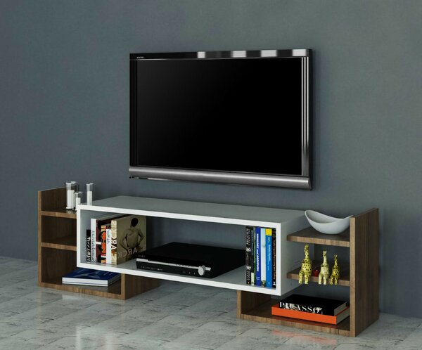 Hanah Home TV Unit White Walnut Sema - White, Walnut