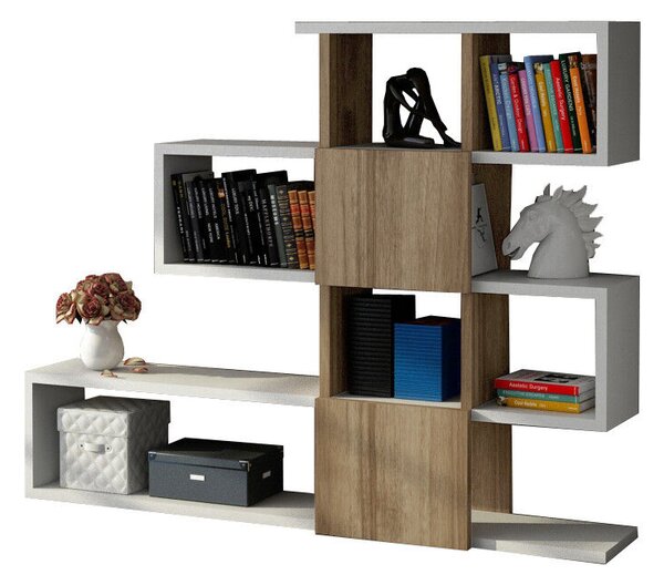 Hanah Home WhiteWalnut Karlin könyvespolc - fehér, dió