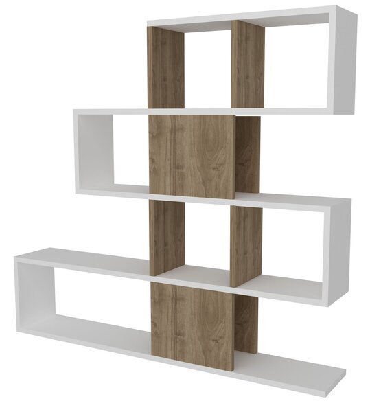 Hanah Home WhiteWalnut Karlin könyvespolc - fehér, dió