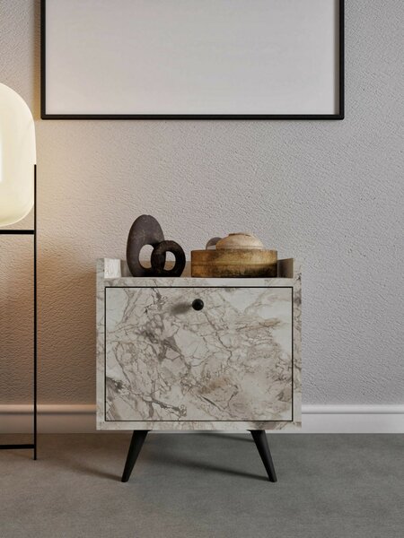 Hanah Home Nightstand Ephesus Marble Dopo - Ephesus Marble