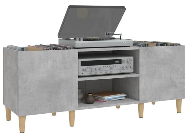 Betonszürke szerelt fa hanglemezszekrény 121x38x48 cm