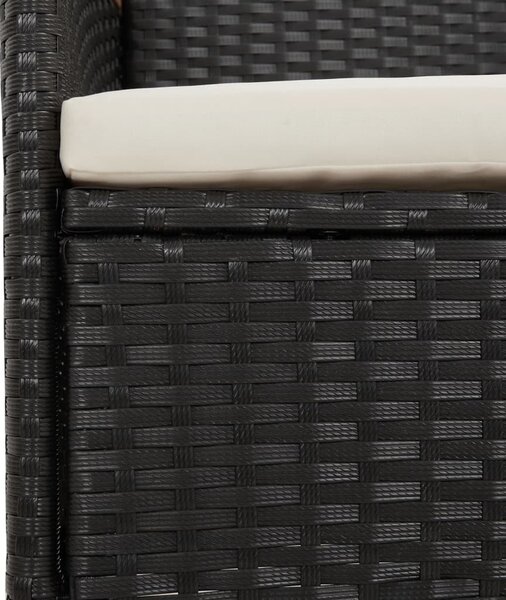 2 db fekete polyrattan kerti szék párnával