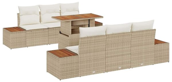 VidaXL Kerti Kanapé Szett 7 db Beige és krém