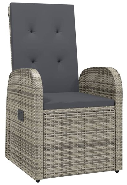5 részes szürke polyrattan kerti étkezőgarnitúra párnával