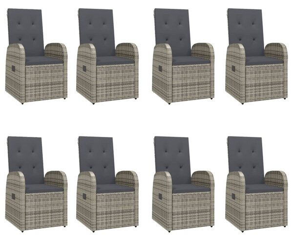 9 részes szürke polyrattan kerti étkezőgarnitúra párnával