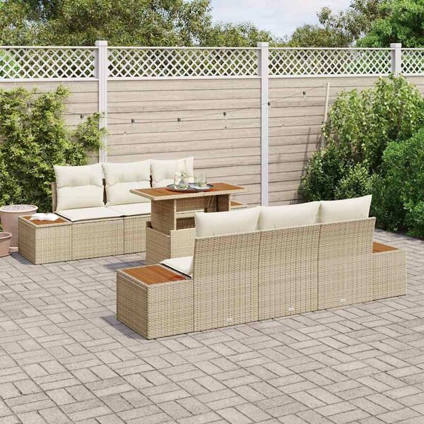 VidaXL Kerti Kanapé Szett 7 db Beige és krém