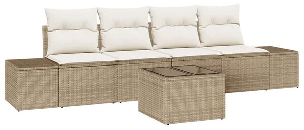 VidaXL Kanapé Szett párnával párnával 5 pcs Beige és krém polirattan