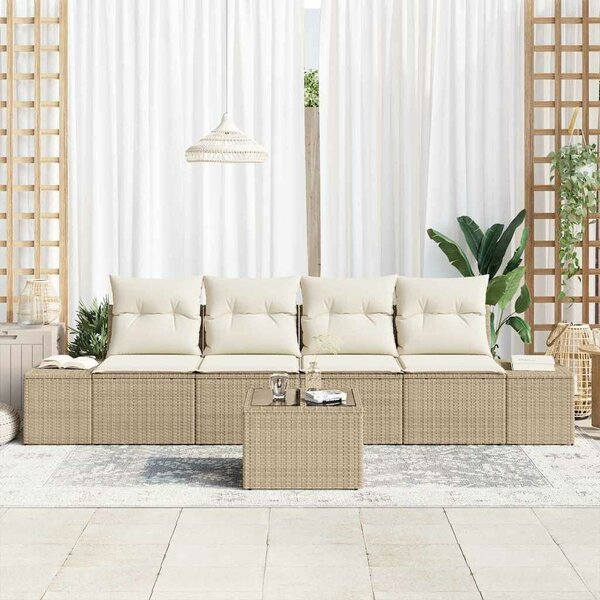 VidaXL Kanapé Szett párnával párnával 5 pcs Beige és krém polirattan
