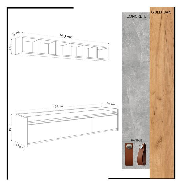 Hanah Home TV Unit Oak White Sleppa