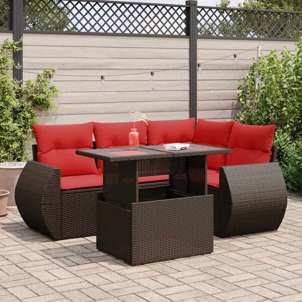 VidaXL 5 részes barna polyrattan akácfa kerti ülőgarnitúra párnával