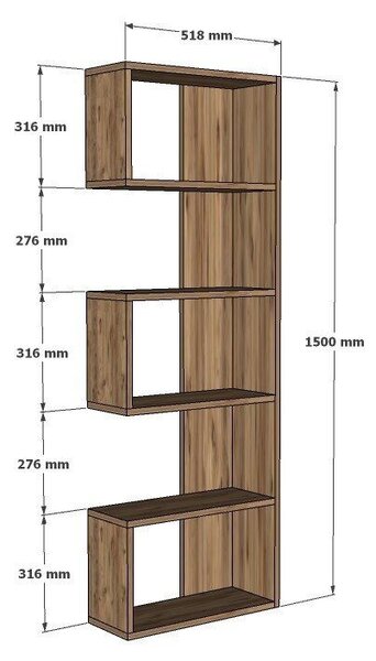 Hanah Home Sapphire Oak Nebu könyvespolc - Sapphire Oak