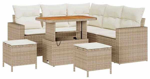 VidaXL Kerti Kanapé Szett 8 pcs Bézs polirattan