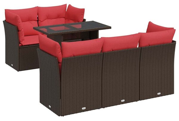 VidaXL 6 részes barna polyrattan akácfa kerti ülőgarnitúra párnával