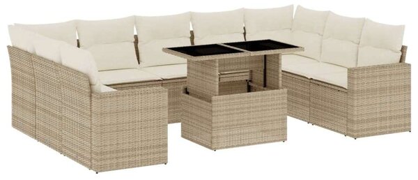 VidaXL Polyrattan Kerti Ülőgarnitúra - 10 részes - Bézs