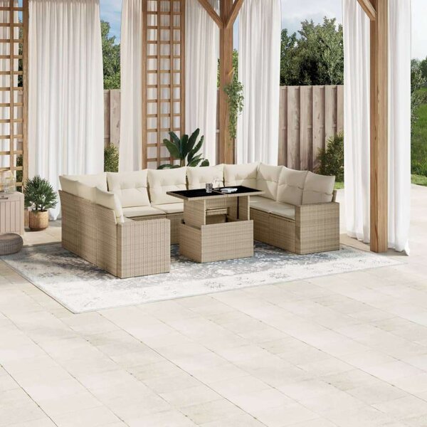 VidaXL Polyrattan Kerti Ülőgarnitúra - 10 részes - Bézs