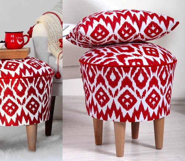 Atelier Del Sofa Puff Piros Fehér - Piros, Fehér