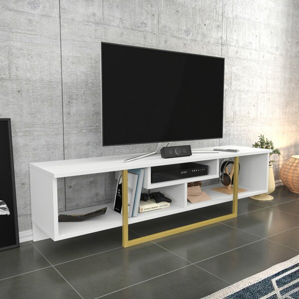 Hanah Home TV állvány fehér arany Asal 150 - fehér, arany