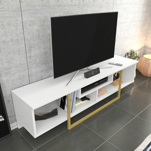 Hanah Home TV állvány fehér arany Asal 150 - fehér, arany