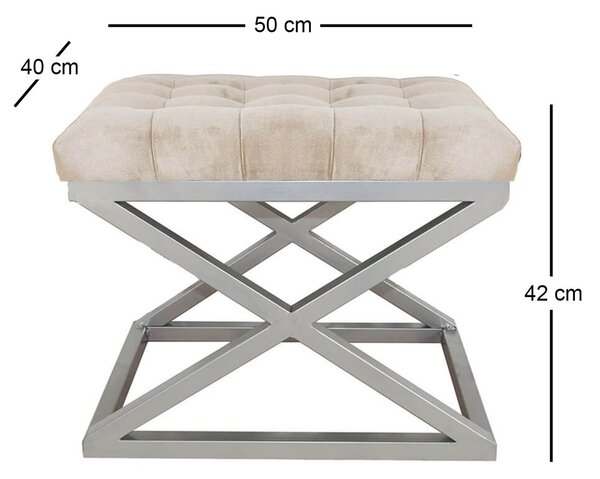 Atelier Del Sofa Silver Cream Capraz puff - ezüst, krém