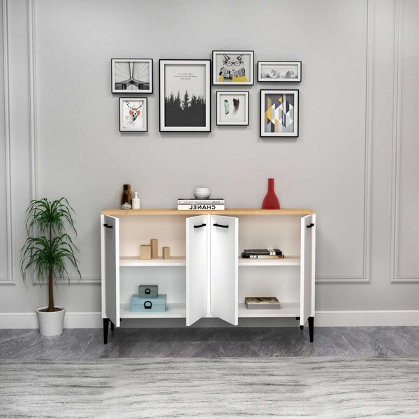 Hanah Home Konzolasztal Sapphire Oak White Frezya - Zafír Tölgy, Fehér