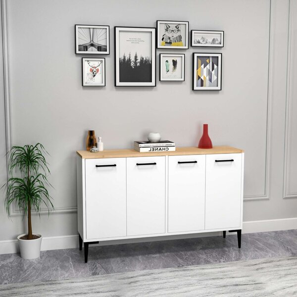 Hanah Home Konzolasztal Sapphire Oak White Frezya - Zafír Tölgy, Fehér