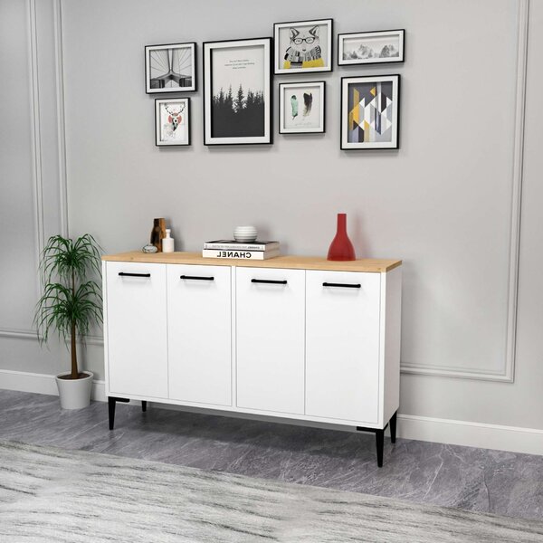 Hanah Home Konzolasztal Sapphire Oak White Frezya - Zafír Tölgy, Fehér