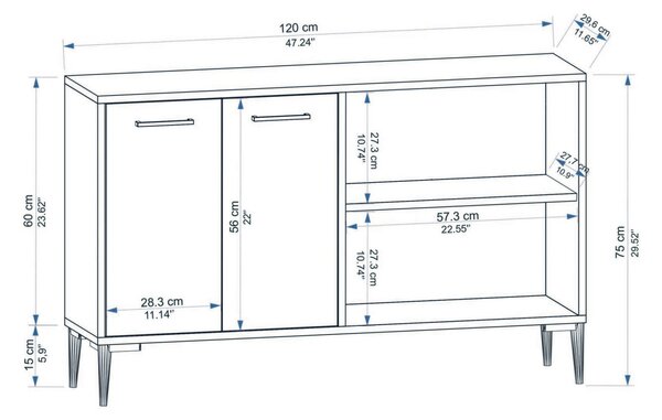 Hanah Home Konzolasztal Sapphire Oak White Frezya - Zafír Tölgy, Fehér