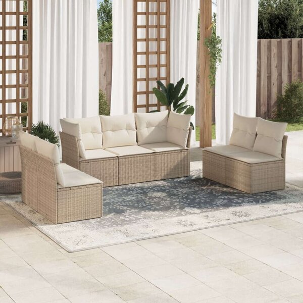 VidaXL Polyrattan Kerti Ülőgarnitúra - 7 részes - Bézs
