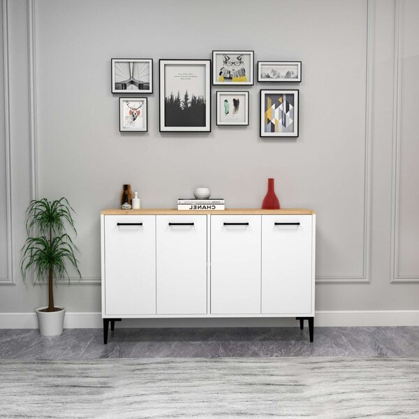 Hanah Home Konzolasztal Sapphire Oak White Frezya - Zafír Tölgy, Fehér